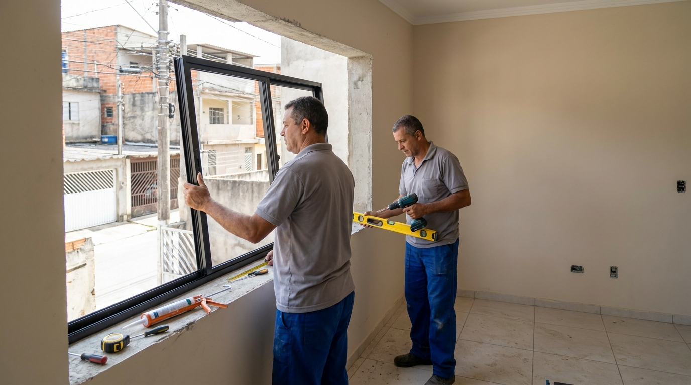 Esquadria de alumínio com vista para rua em São José do Rio Preto-SP